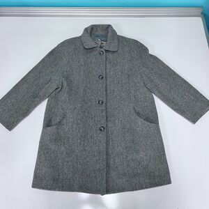 Bromley Collection Wool Coat Womens 14 Gray Car Coat Button Front Lined USA